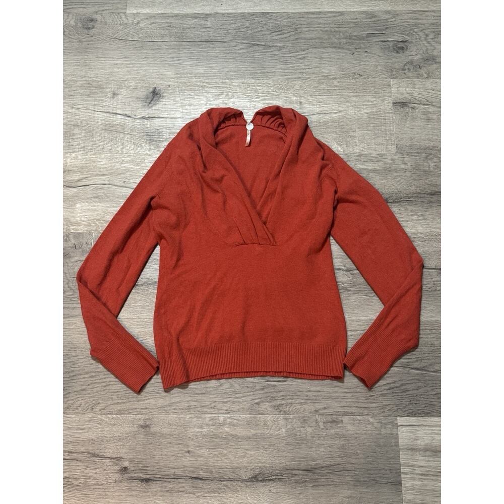 Margaret O’Leary V Neck Sweater Brick Red Orange Size Small S Pullover